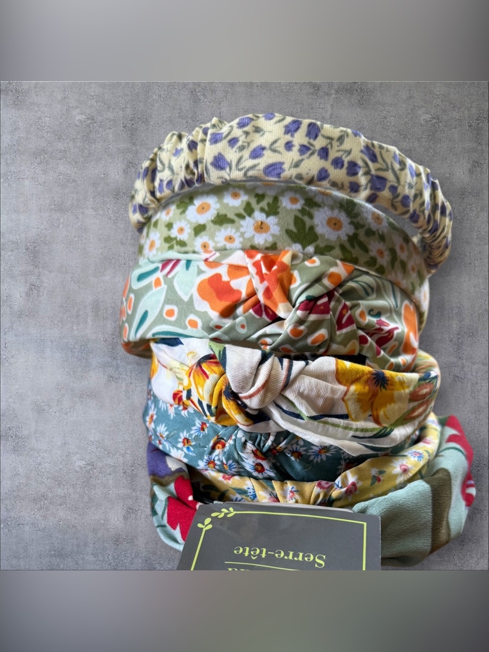 Lot Of 7 Fashion turban knot head band fabric covered grip teeth Variety Colors